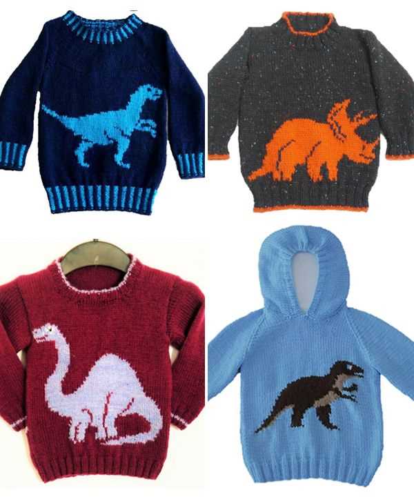 Childrens dinosaur sweater knitting pattern