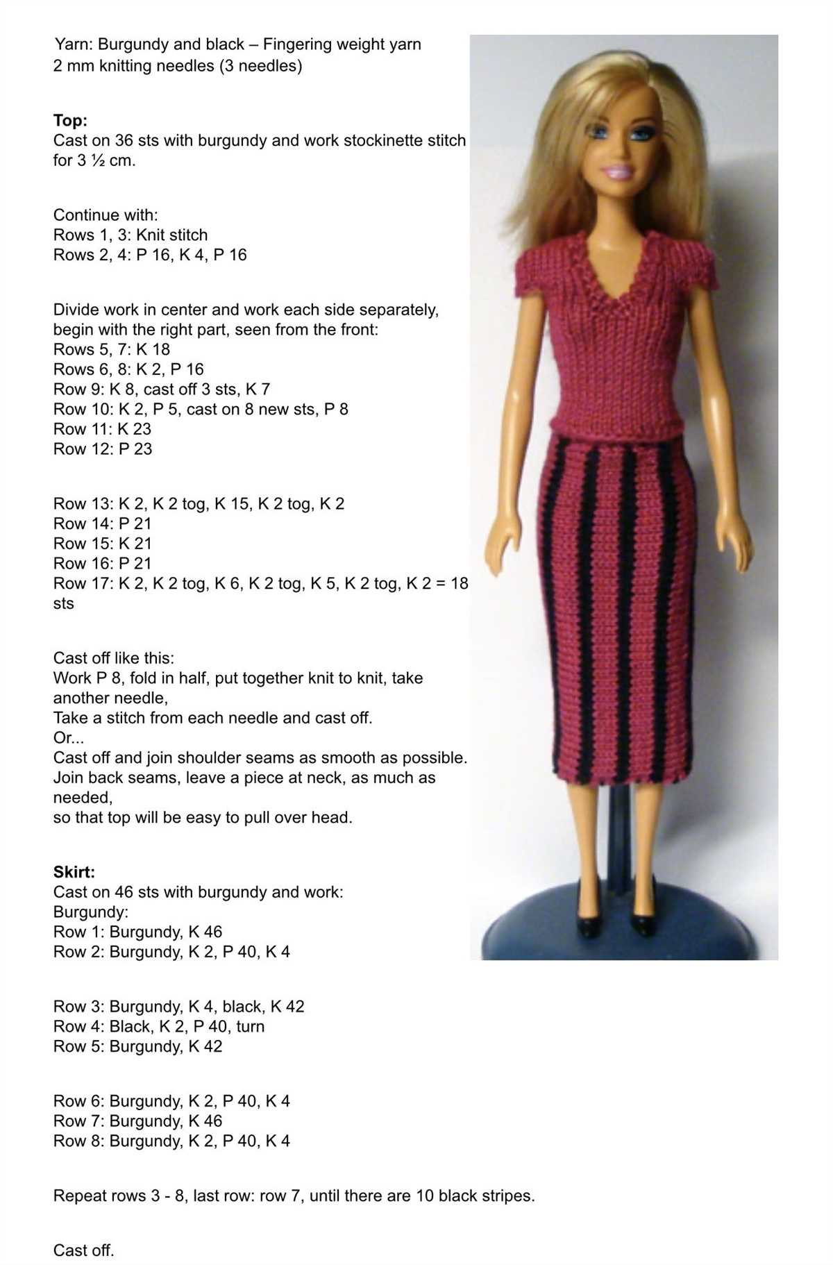 Free knitted barbie clothes patterns