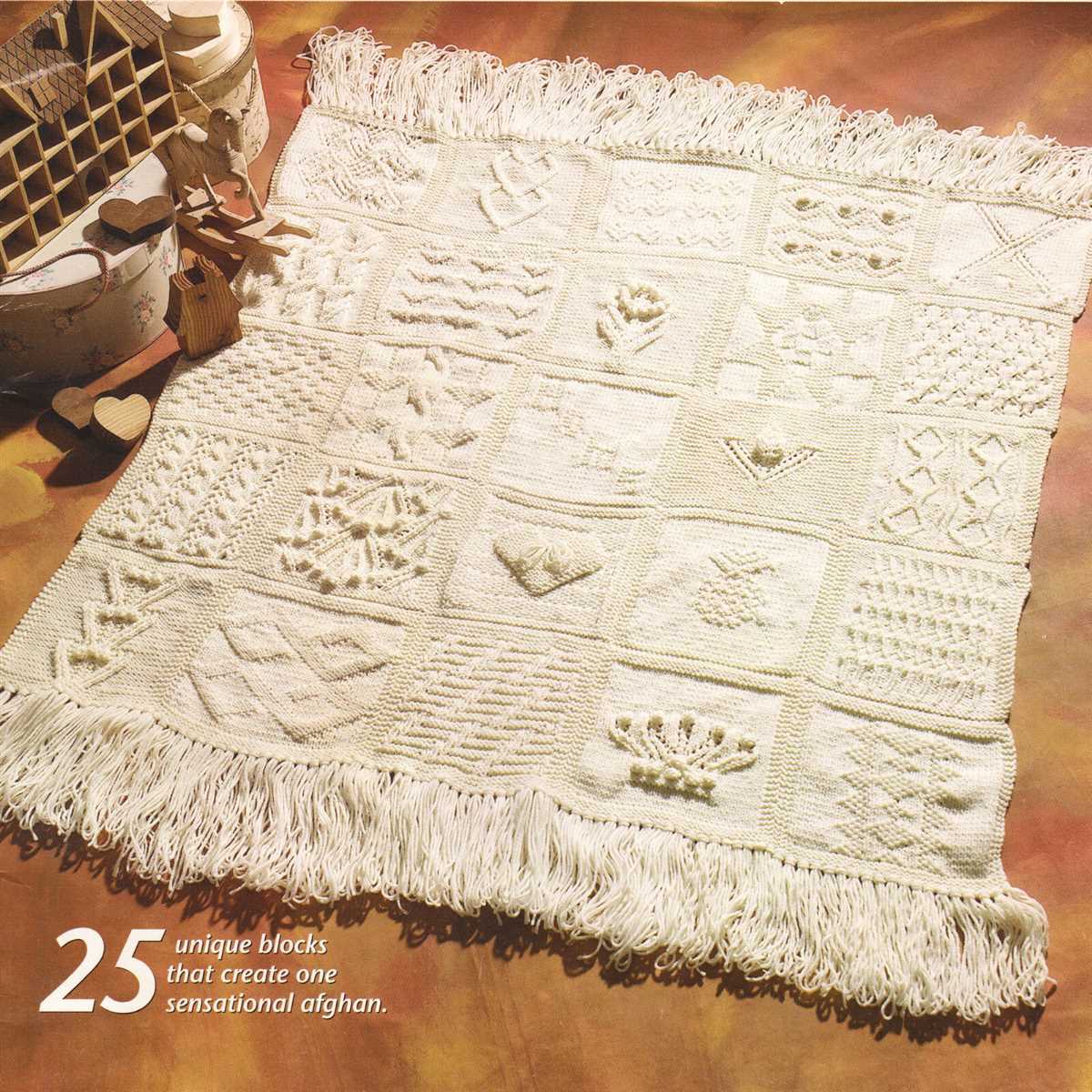 Aran patchwork blanket knitting pattern