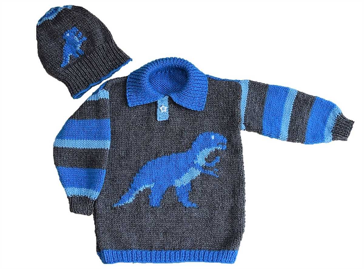 Childrens dinosaur sweater knitting pattern