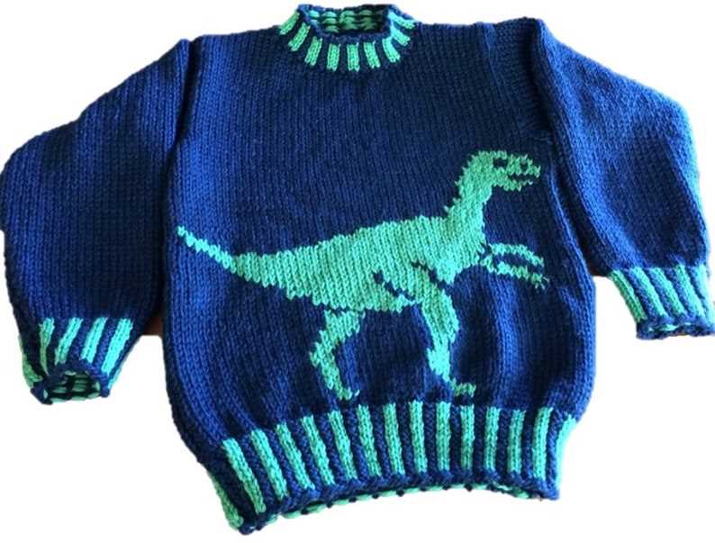 Childrens dinosaur sweater knitting pattern