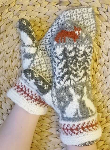 Fox mittens knitting pattern