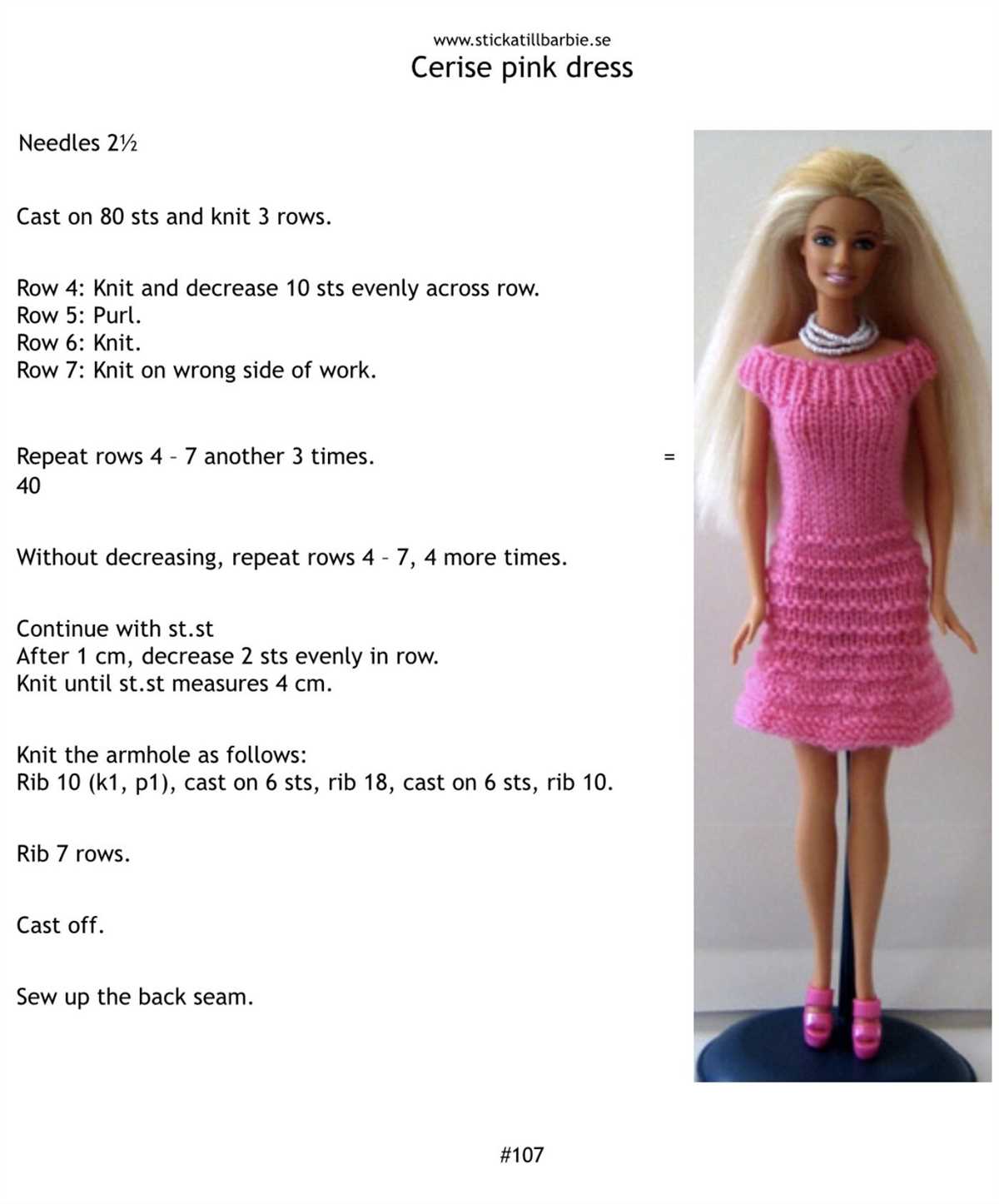 Free knitted barbie clothes patterns