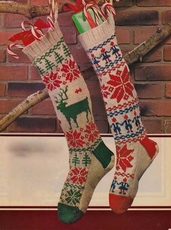 Knitted christmas tree stocking pattern