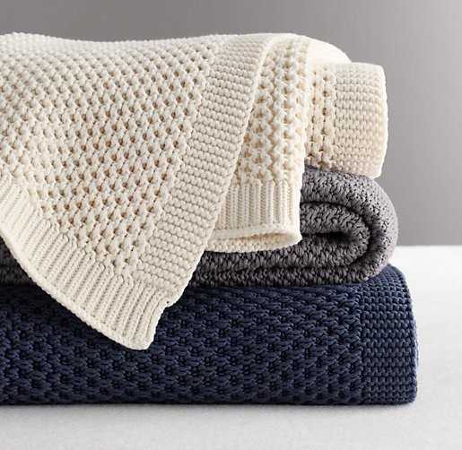 Knitted cotton blanket pattern