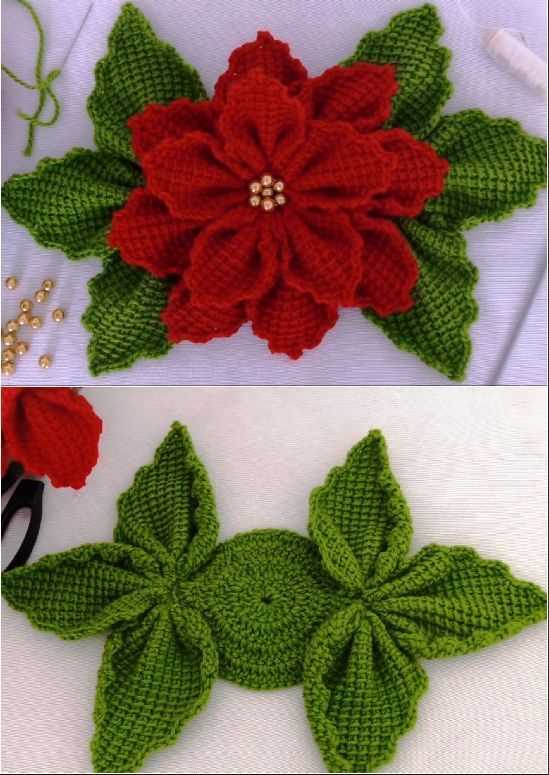 Knitted poinsettia pattern free