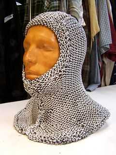 Knitted chainmail hood pattern