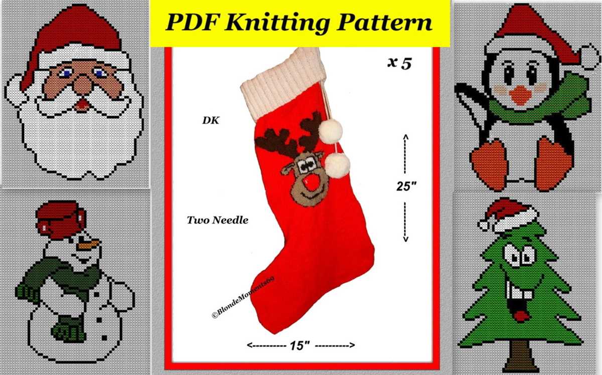 Knitted christmas tree stocking pattern