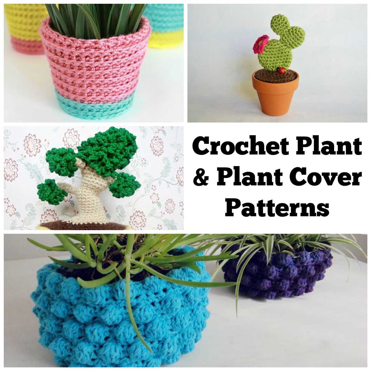 Knitted flower pot cover pattern