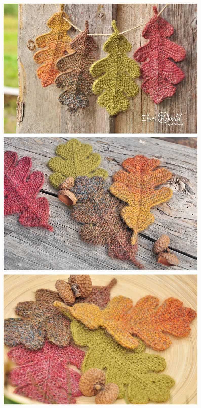 Knitted oak leaf pattern