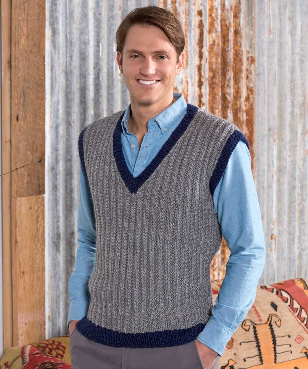 Mens vest knitting pattern free easy