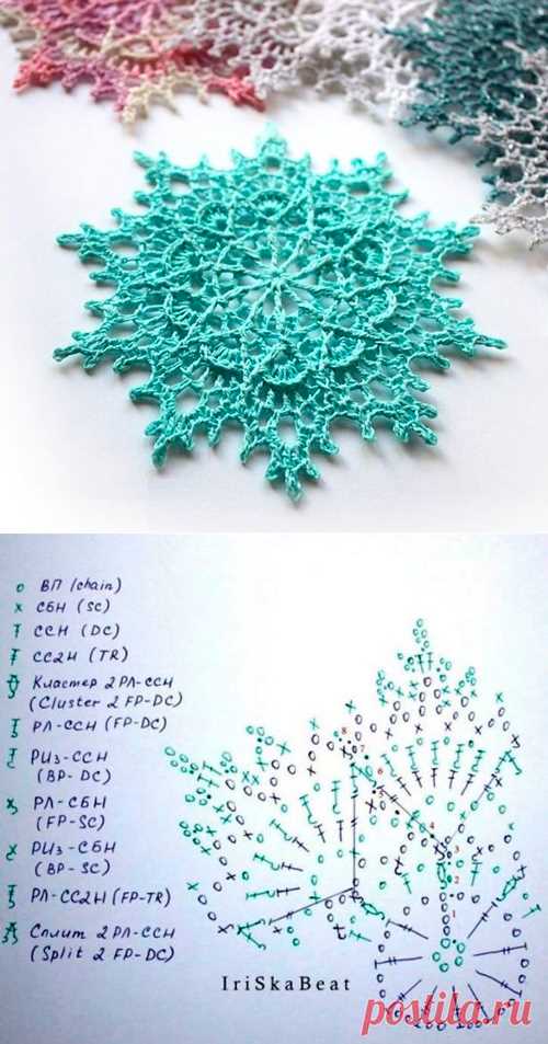 Graph snowflake knitting pattern