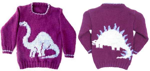 Childrens dinosaur sweater knitting pattern
