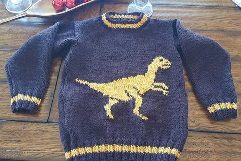 Childrens dinosaur sweater knitting pattern