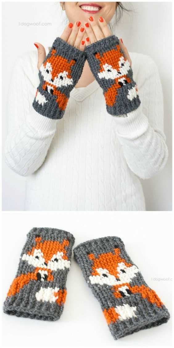 Fox mittens knitting pattern