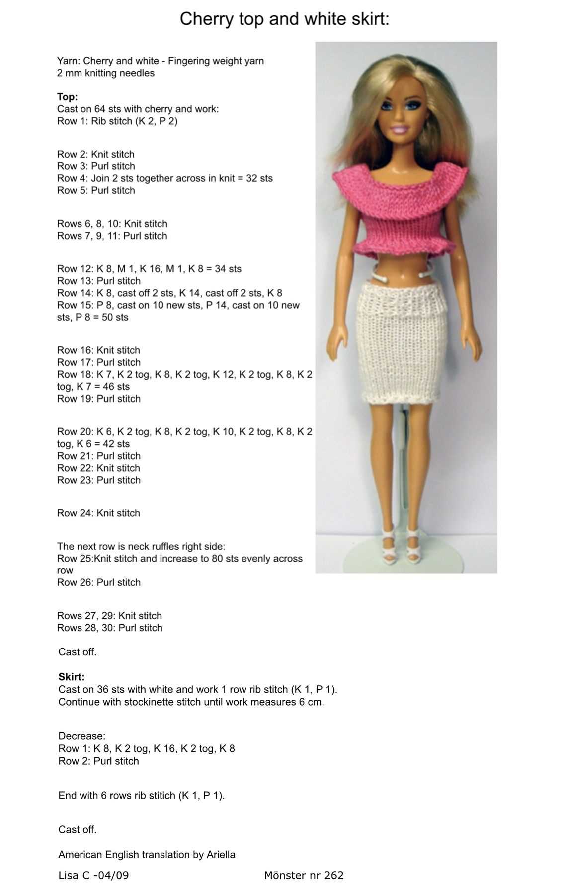 Free knitted barbie clothes patterns