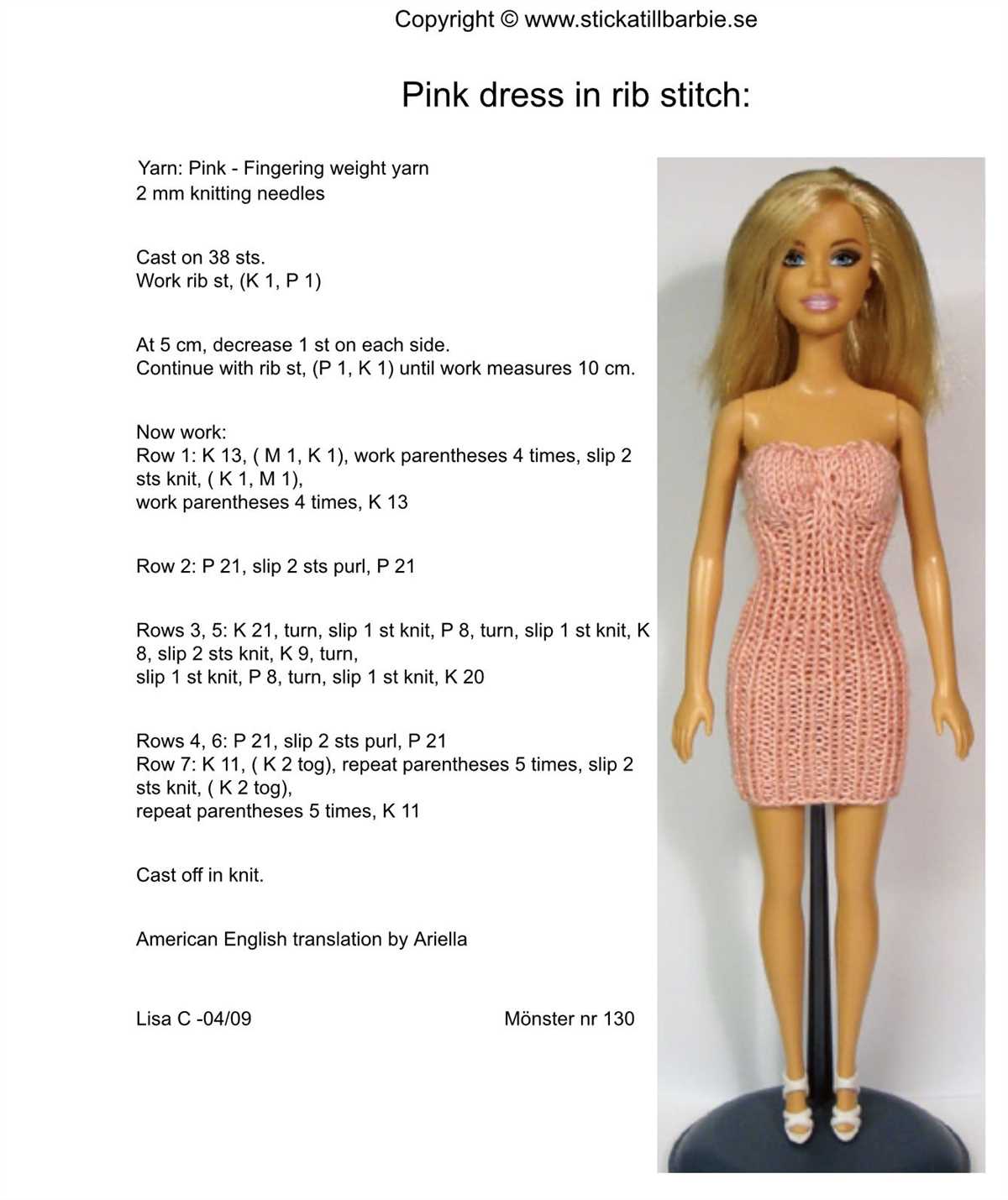 Free knitted doll clothes patterns