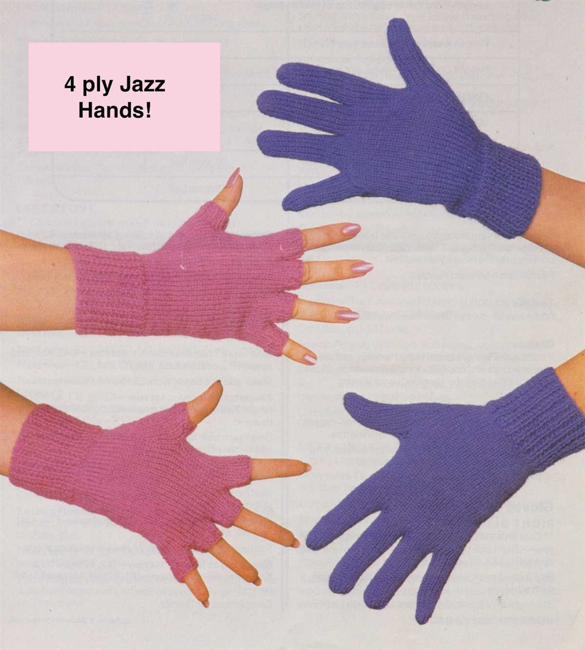 Free knitting pattern for half finger gloves using 2 needles