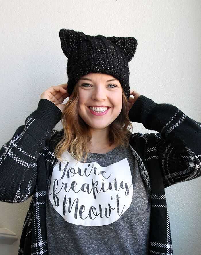 Cat ear beanie knitting pattern