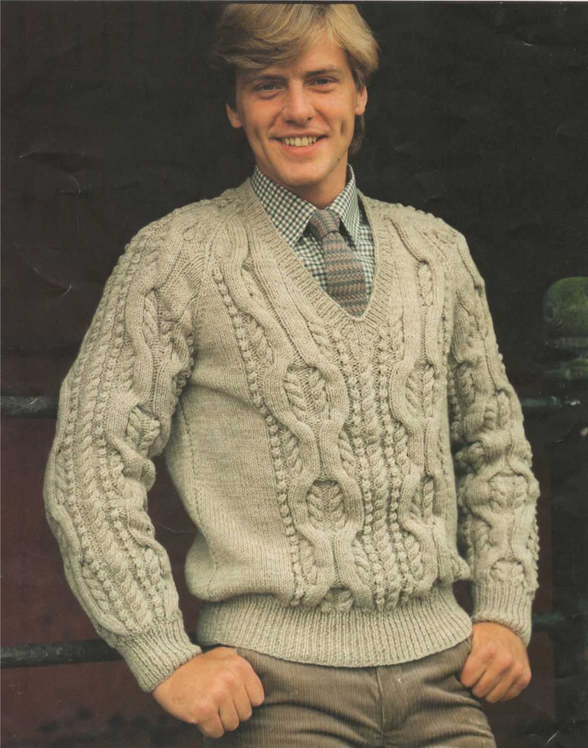 Mens aran cable knit sweater pattern
