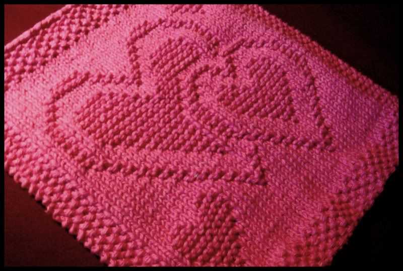 Heart dishcloth knitting pattern