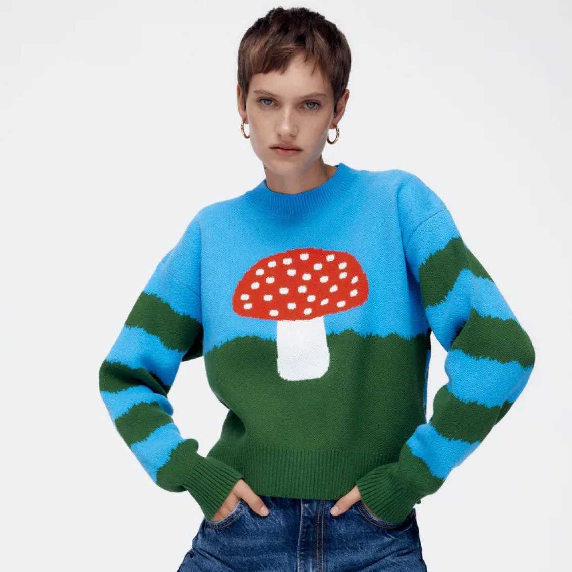 Mushroom sweater knit pattern