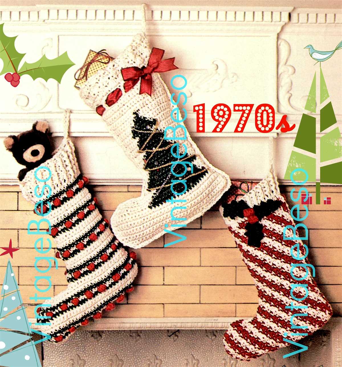 Knitted christmas tree stocking pattern
