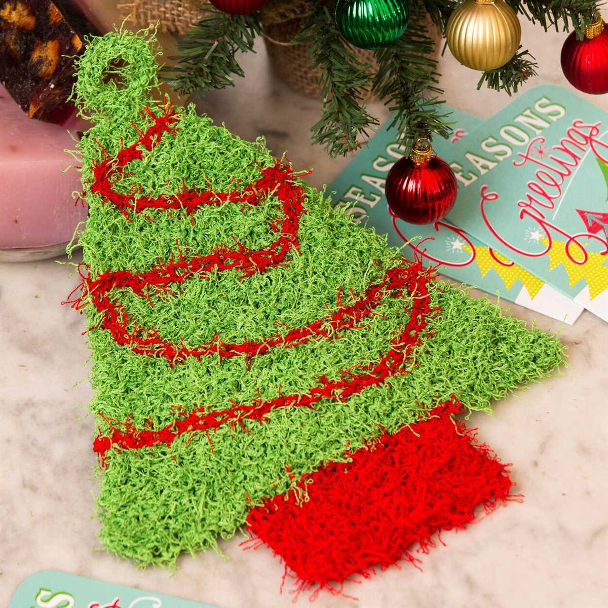 Knitted christmas tree dishcloth patterns free