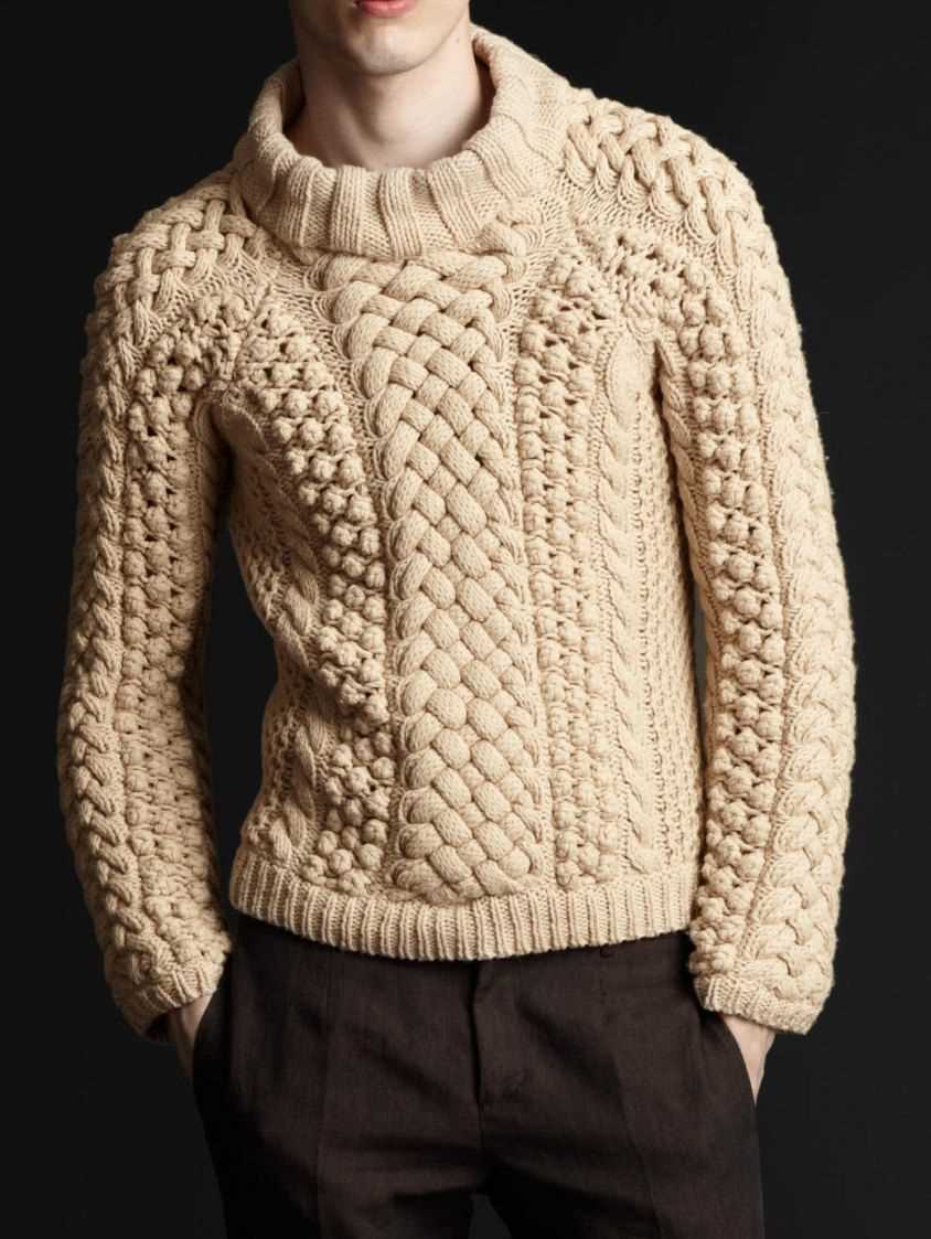 Mens aran cable knit sweater pattern