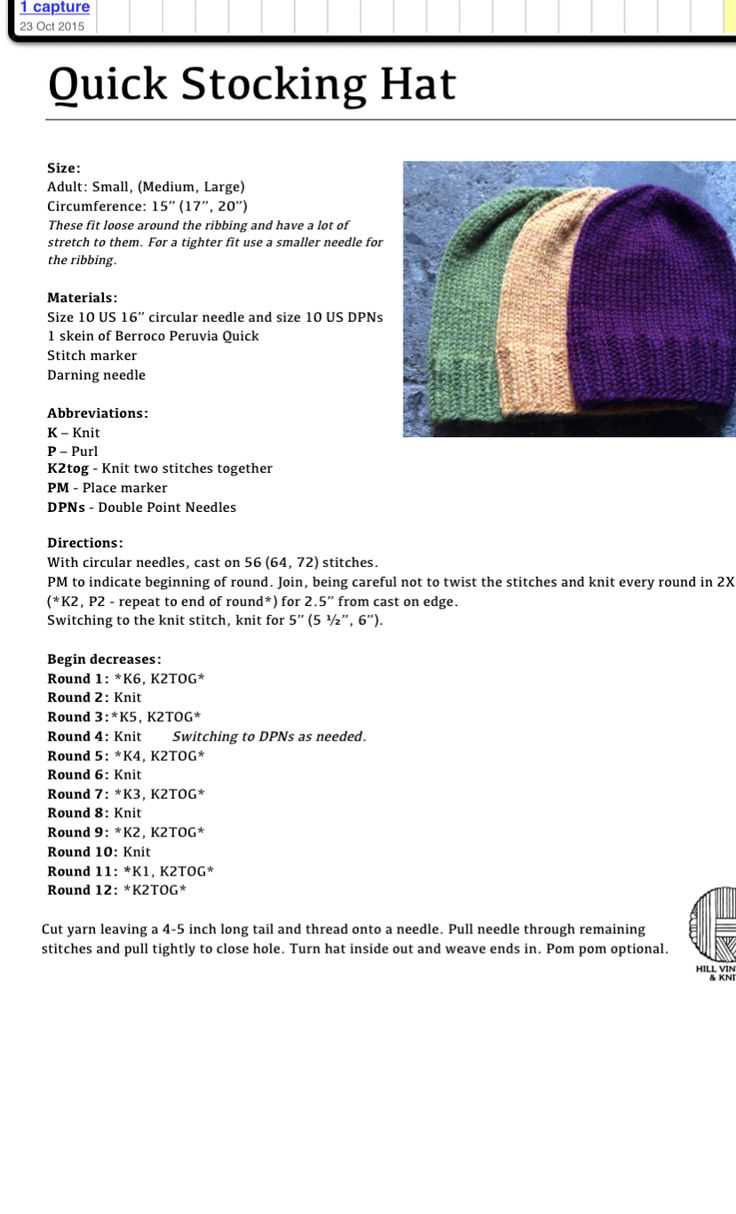 Easy knit baby hat pattern circular needles