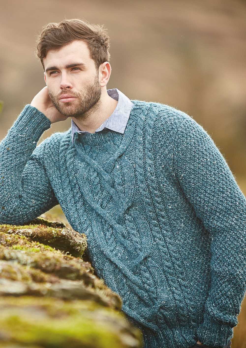 Mens aran cable knit sweater pattern
