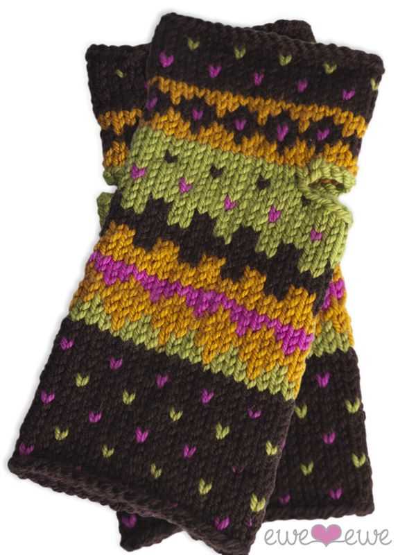 Fair isle wrist warmers knitting pattern