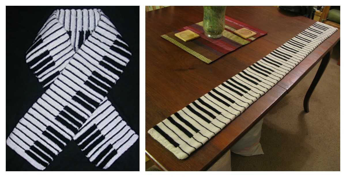 Piano scarf knitting pattern