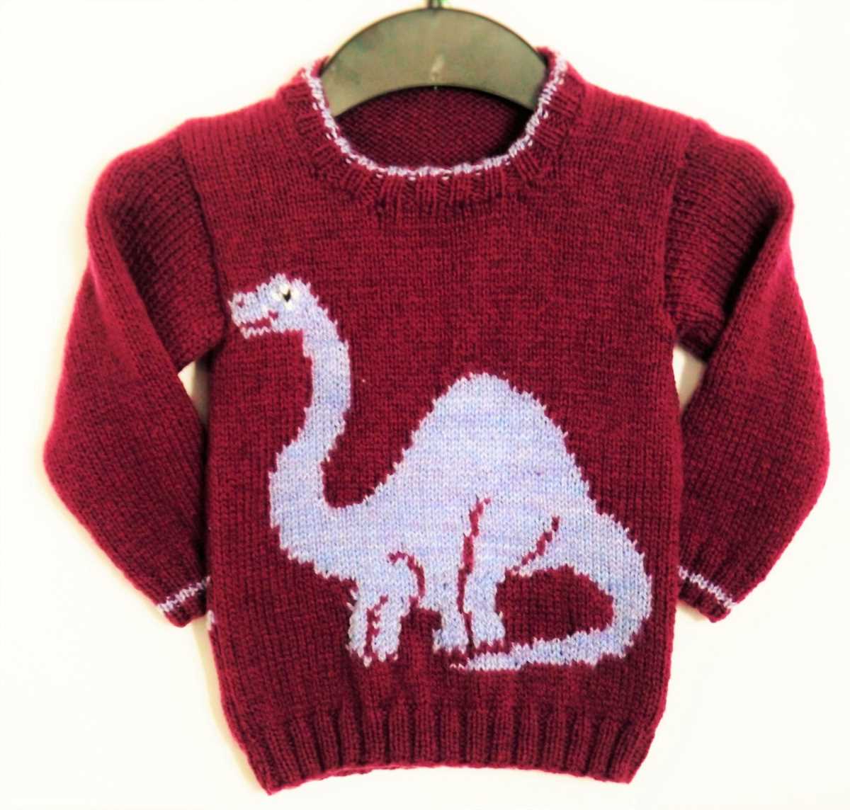 Childrens dinosaur sweater knitting pattern