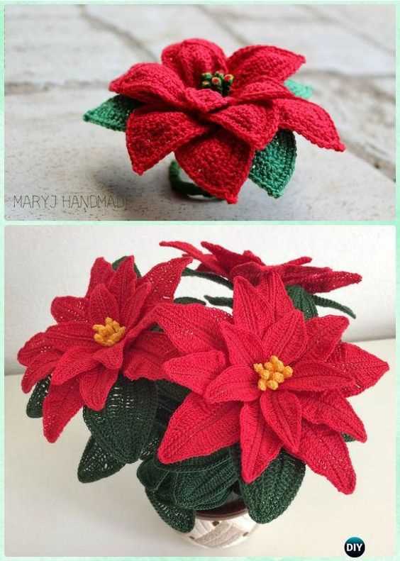 Knitted poinsettia pattern free