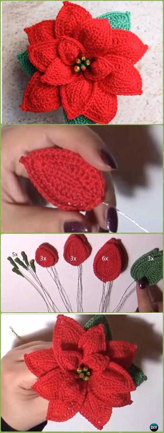 Knitted poinsettia pattern free
