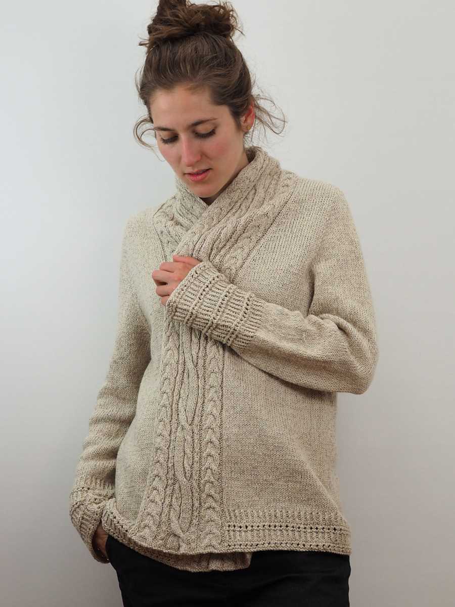 Shawl collar sweater knitting pattern