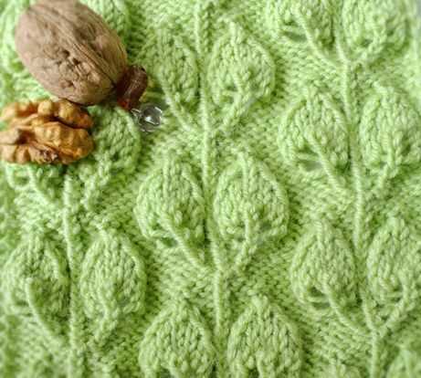 Knit leaf stitch pattern
