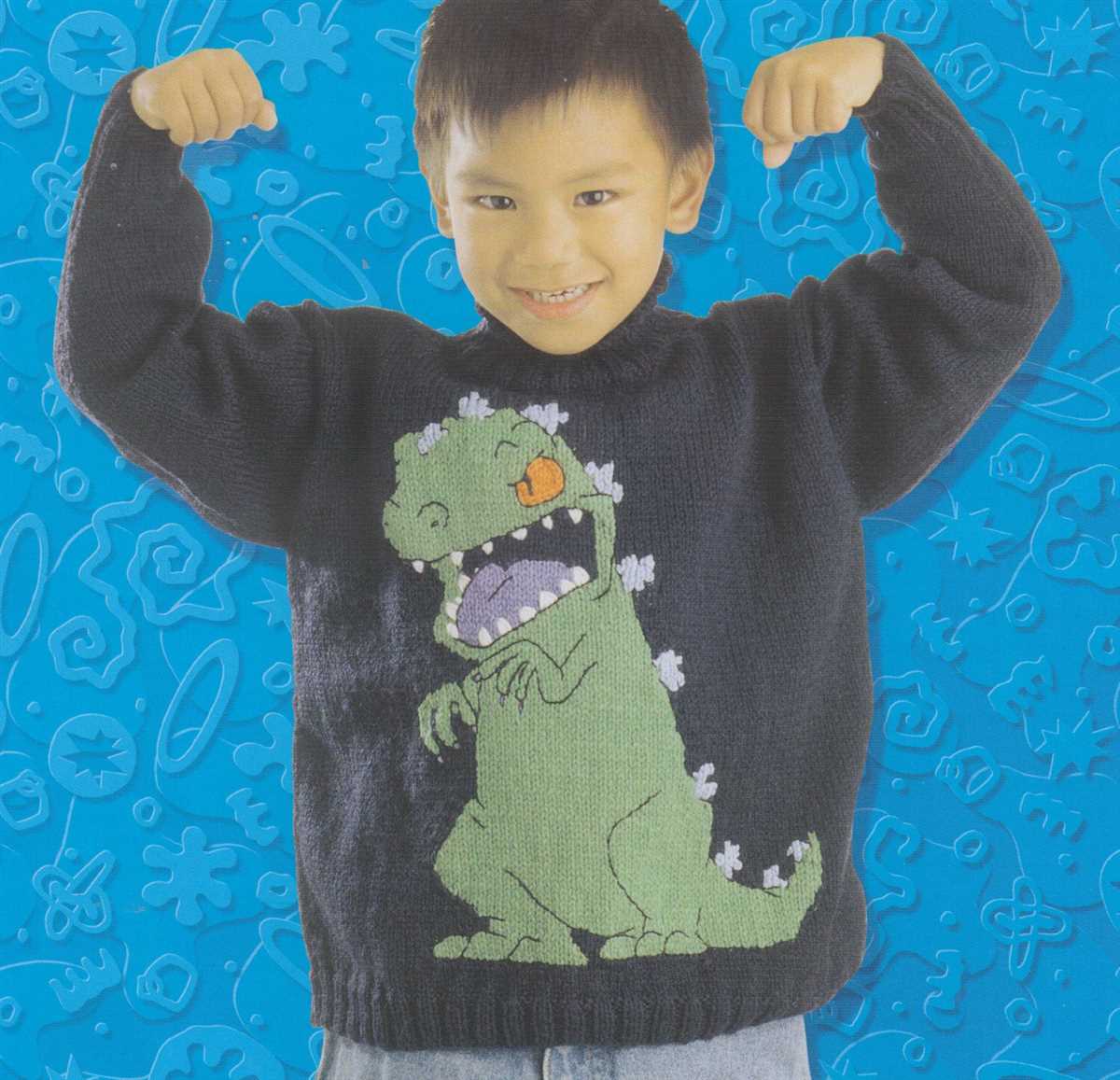 Childrens dinosaur sweater knitting pattern