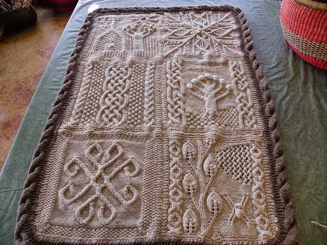 Aran patchwork blanket knitting pattern
