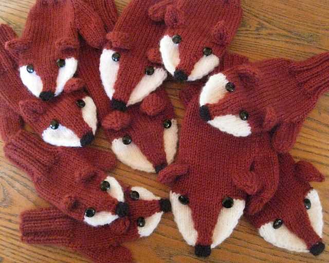 Fox mittens knitting pattern
