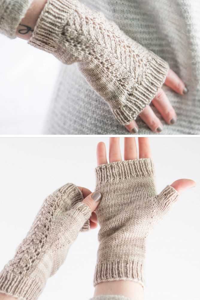 Knit pattern fingerless gloves