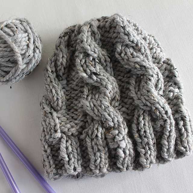 Free chunky cable knit hat pattern