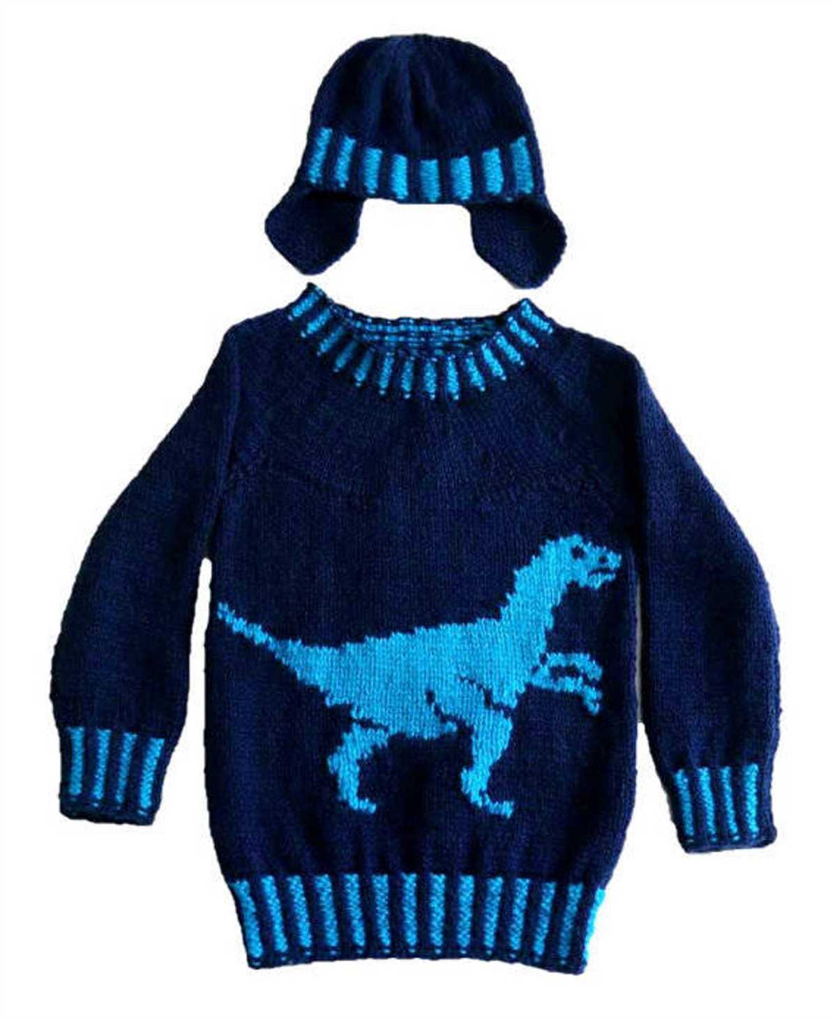 Childrens dinosaur sweater knitting pattern